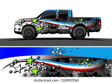 
pickup Truck Graphic vector. abstract racing background design for vehicle vinyl wrap