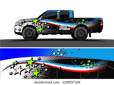 
pickup Truck Graphic vector. abstract racing background design for vehicle vinyl wrap