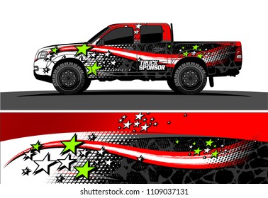 
pickup Truck Graphic vector. abstract racing background design for vehicle vinyl wrap