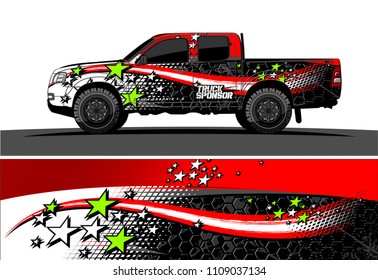 
pickup Truck Graphic vector. abstract racing background design for vehicle vinyl wrap