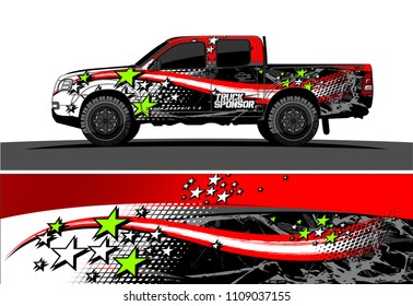 
pickup Truck Graphic vector. abstract racing background design for vehicle vinyl wrap
