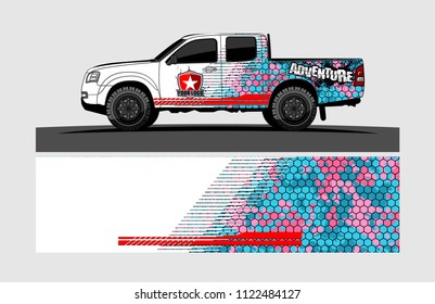 pickup Truck Graphic vector. abstract racing background design for vehicle vinyl wrap