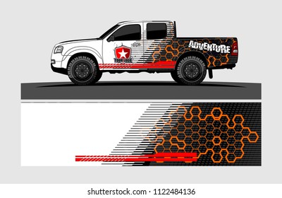 pickup Truck Graphic vector. abstract racing background design for vehicle vinyl wrap