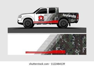 pickup Truck Graphic vector. abstract racing background design for vehicle vinyl wrap