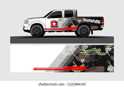 pickup Truck Graphic vector. abstract racing background design for vehicle vinyl wrap