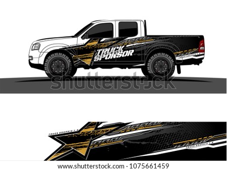 pickup truck graphic vector. abstract star shape with modern camouflage design for vehicle vinyl wrap 
