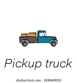 pickup truck hand draw icon. Element of farming illustration icons. Signs and symbols can be used for web, logo, mobile app, UI, UX