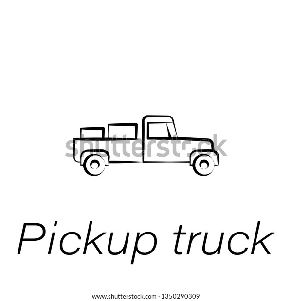 pickup truck hand draw icon. Element of farming\
illustration icons. Signs and symbols can be used for web, logo,\
mobile app, UI, UX