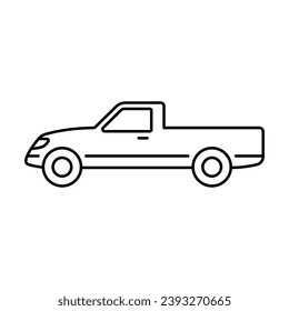 Pickup truck icon. Black contour linear silhouette. Editable strokes. Side view. Vector simple flat graphic illustration. Isolated object on a white background. Isolate.