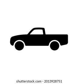 Pickup truck icon. Black silhouette. Side view. Vector simple flat graphic illustration. The isolated object on a white background. Isolate.