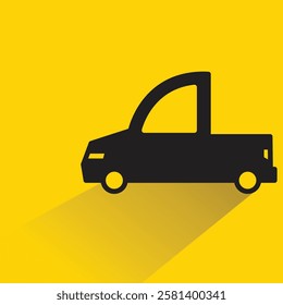 pickup truck icon with drop shadow on yellow background