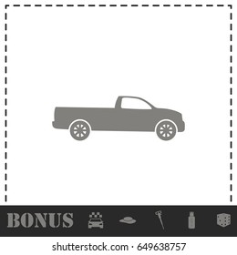 Pickup truck icon flat. Simple vector symbol and bonus icon