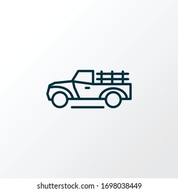 Pickup truck icon line symbol. Premium quality isolated transportation element in trendy style.