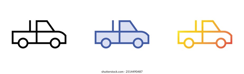pickup truck icon. Linear, Blue Fill and Gradient Style Design Isolated On White Background