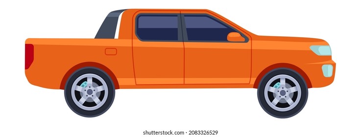 Pickup Truck Icon. Orange Car Side View