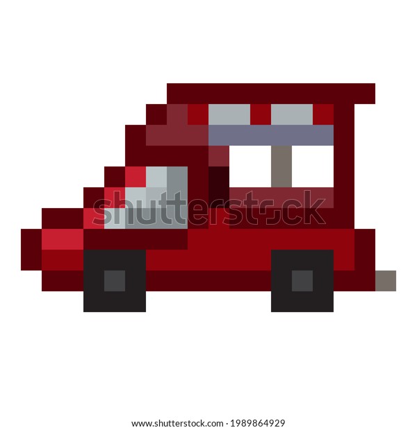The pickup truck icon. Pickup truck pixel\
art. Vector illustration.