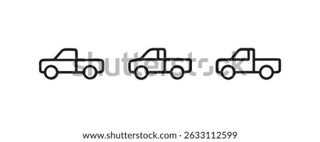 Pickup truck icon set in outline vehicle style Vector