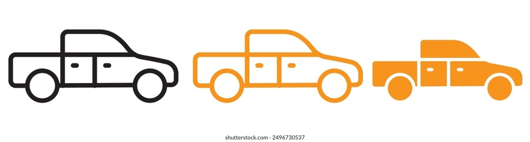 Icono de camioneta Pickup Set Ilustraciones de vehículos para proyectos de transporte y automoción