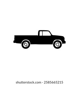 
Pickup truck icon silhouette vector illustration on white background