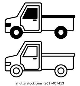 pickup truck icon, simple flat style, illustration, logo sign symbol pictogram template, for ui or ux isolated on white for mobile app, editable