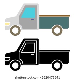 pickup truck icon, simple flat style, illustration, logo sign symbol pictogram template, for ui or ux isolated on white for mobile app, editable