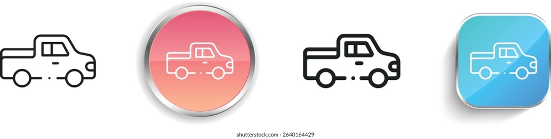 pickup truck icon. Thin Linear, Regular and Button Style Design Isolated On White Background