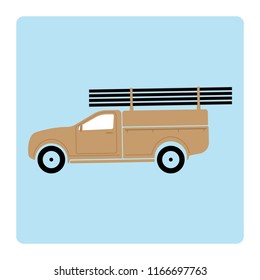 Pickup truck icon. Vector illustration. Design for use or transportation.