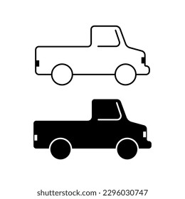 Pickup truck icon vector illustration. Flat vector illustration of pickup truck icon. Pickup car symbol for web design, templates, infographics, and more
