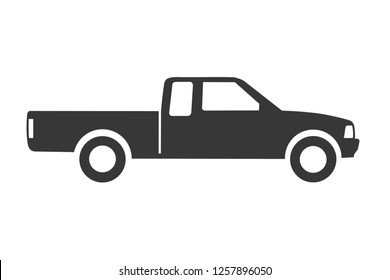 Pickup Truck Icon Vector On White Background. Truck Side View.