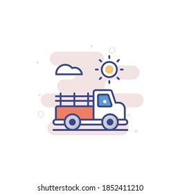 Pickup Truck illustration style vector icon.