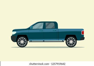 Pickup truck isolated.  Vector flat style illustration