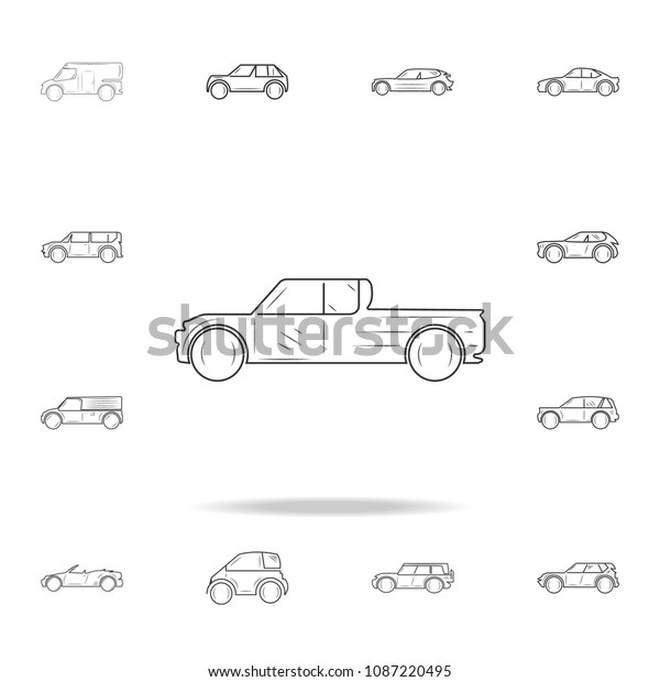 Pickup truck line icon.\
Detailed set of cars icons. Premium graphic design. One of the\
collection icons for websites, web design, mobile app on white\
background