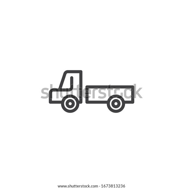 Pickup truck line icon.\
linear style sign for mobile concept and web design. Farmer truck\
outline vector icon. Symbol, logo illustration. Vector\
graphics
