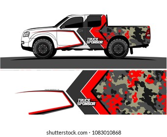 pickup Truck livery Graphic vector. grunge background design for vehicle vinyl wrap
