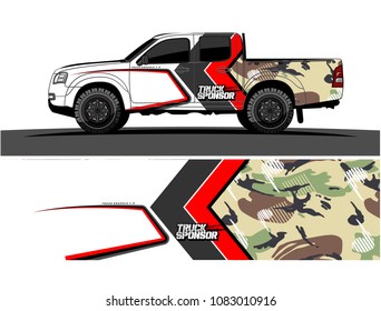 pickup Truck livery Graphic vector. grunge background design for vehicle vinyl wrap