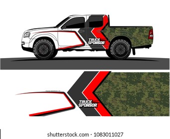 pickup Truck livery Graphic vector. grunge background design for vehicle vinyl wrap
