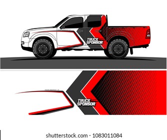 pickup Truck livery Graphic vector. grunge background design for vehicle vinyl wrap