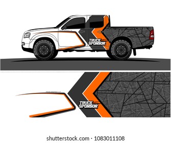 pickup Truck livery Graphic vector. grunge background design for vehicle vinyl wrap