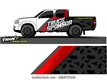 pickup truck livery Graphic vector. abstract grunge design for vehicle vinyl wrap background 