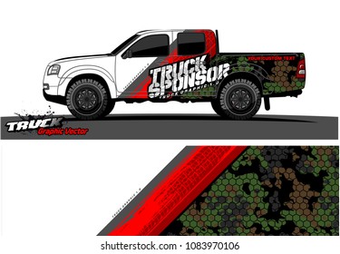 pickup truck livery Graphic vector. abstract grunge design for vehicle vinyl wrap background 
