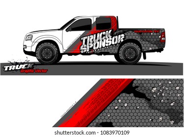 pickup truck livery Graphic vector. abstract grunge design for vehicle vinyl wrap background 