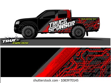 pickup truck livery Graphic vector. abstract grunge design for vehicle vinyl wrap background 