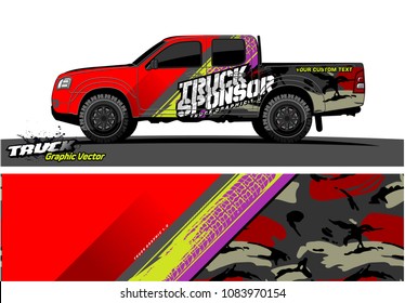 pickup truck livery Graphic vector. abstract grunge design for vehicle vinyl wrap background 