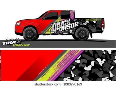 pickup truck livery Graphic vector. abstract grunge design for vehicle vinyl wrap background 