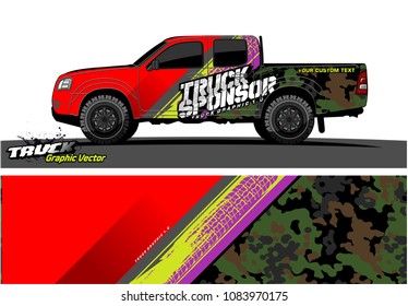 pickup truck livery Graphic vector. abstract grunge design for vehicle vinyl wrap background 
