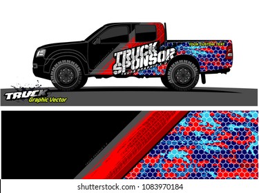pickup truck livery Graphic vector. abstract grunge design for vehicle vinyl wrap background 