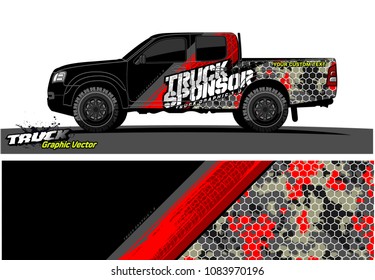 pickup truck livery Graphic vector. abstract grunge design for vehicle vinyl wrap background 