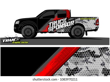 pickup truck livery Graphic vector. abstract grunge design for vehicle vinyl wrap background 