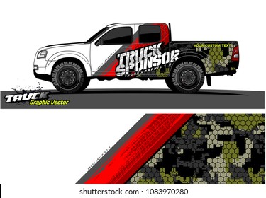 pickup truck livery Graphic vector. abstract grunge design for vehicle vinyl wrap background 