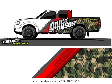 pickup truck livery Graphic vector. abstract grunge design for vehicle vinyl wrap background 